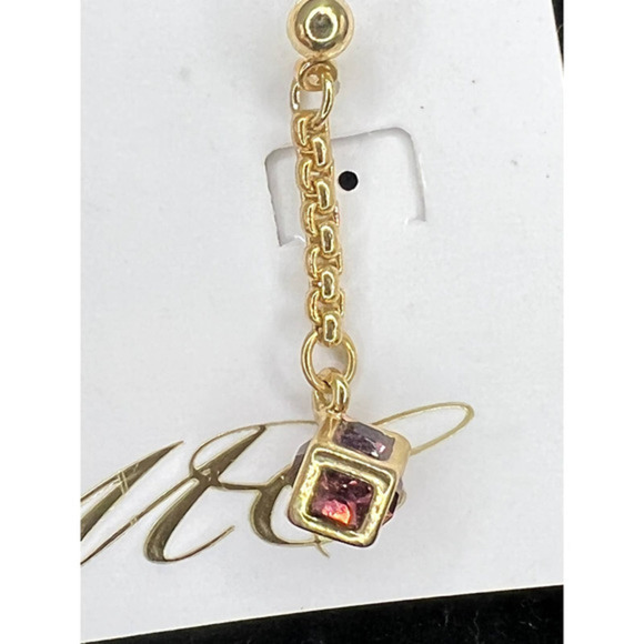 MC dangle earrings with purple cube crystals - Picture 2 of 5